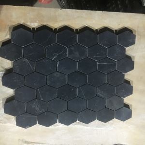 Tíleanna Mósáic Hequagon Black Marquina
